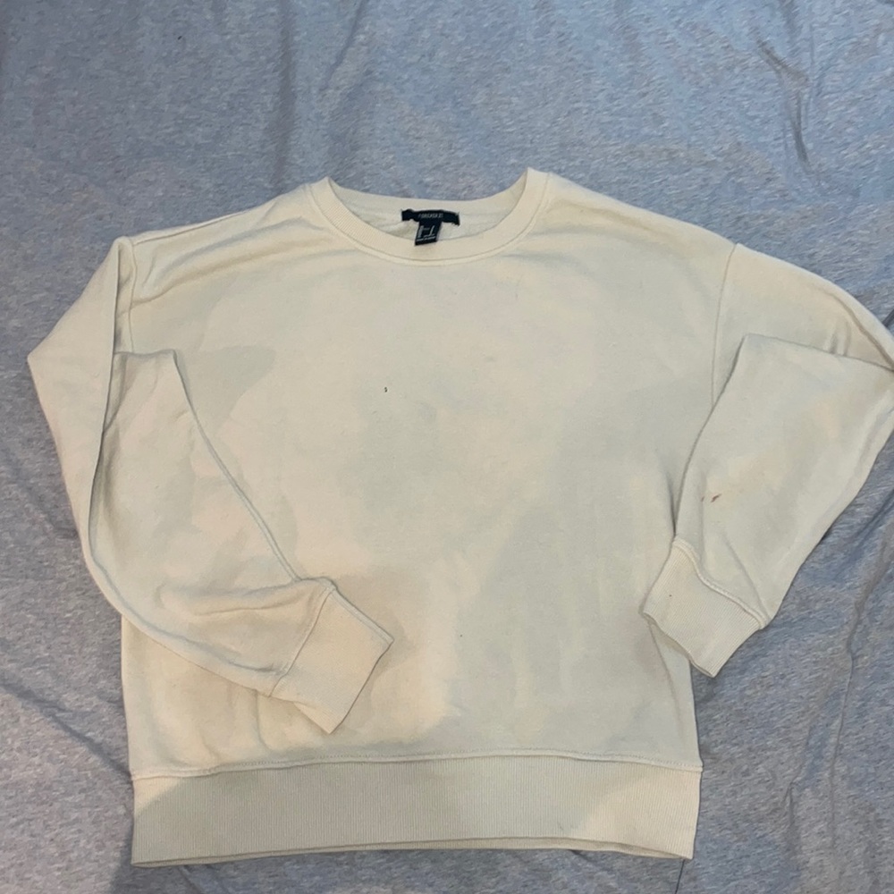 Plain cream crewneck from forever 21